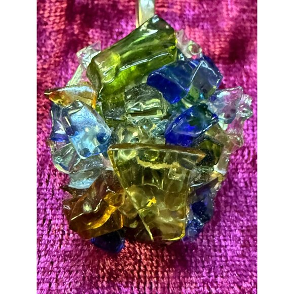 Multicolor Glass Mosaic Pendant With Silver-Tone Bail - Picture 1 of 3